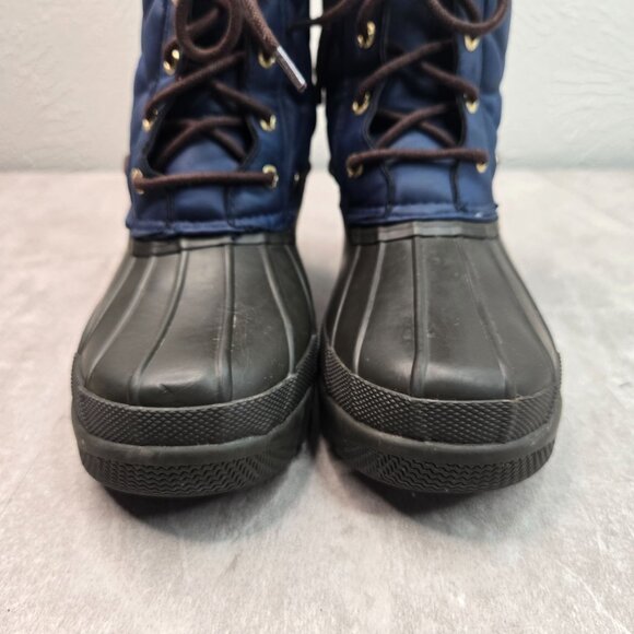 Sperry Outdoor Rain Boot 6 Navy Blue Brown Quilted Gorpcore Rubber Winter Bootie - Picture 10 of 10